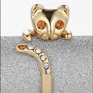 Cat ring topaz w/ diamond accent crystal free size